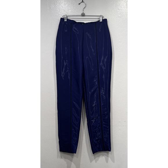 RISTO Shiny Purple Black Pants Women’s Size Medium Silk Blend High Rise Evening - Picture 1 of 10